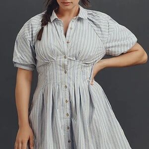 Anthropologie Blue and Green Striped Dress 2X